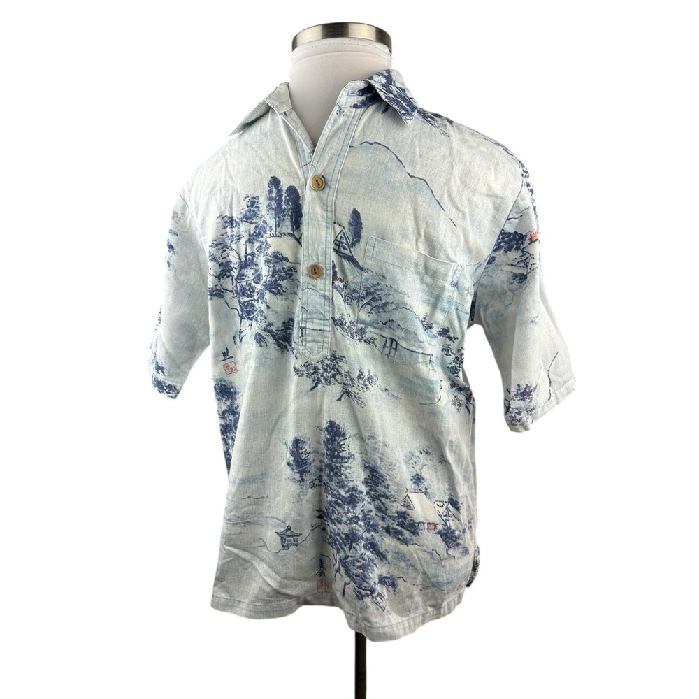 Vintage Surf Line Hawaii Printed 1/2 Button Up Pullover Shirt Large Hawaiian Top - Picture 3 of 14
